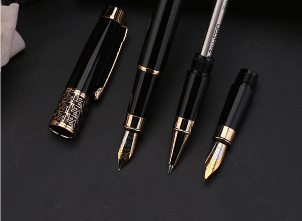 Glossy Black Three-Nip Fountain Pen Ink Gift Set